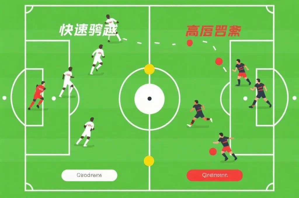 不同足球风格碰撞的战术示意图
